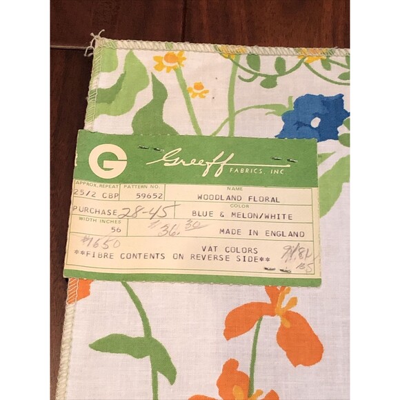 Vintage Fabric Swatch Greeff Woodland & Floral England - Picture 2 of 11